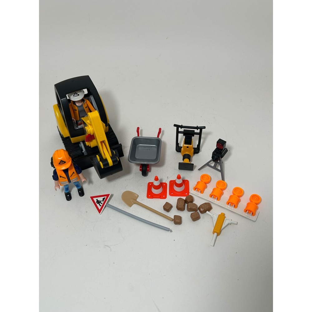 Playmobil Construction Set Mini Excavator Figures and Accessories Bundle